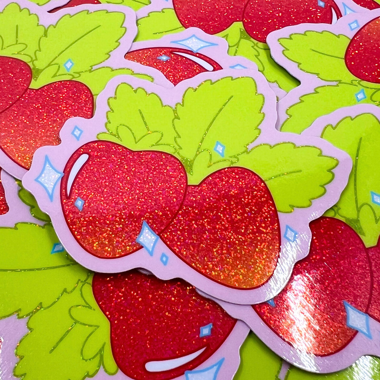 Strawberries Glitter Vinyl Sticker