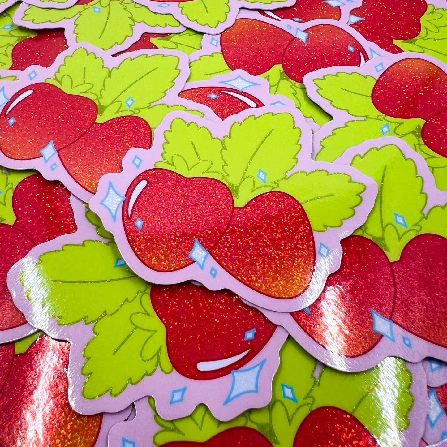 Strawberries Glitter Vinyl Sticker