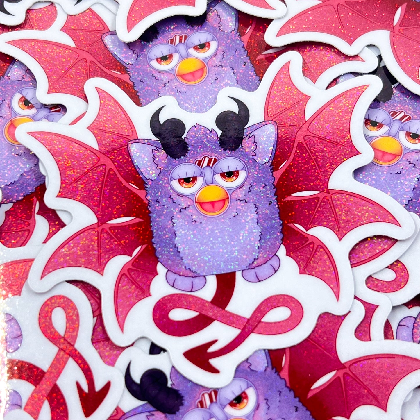 Demon Furby Glitter Vinyl Sticker