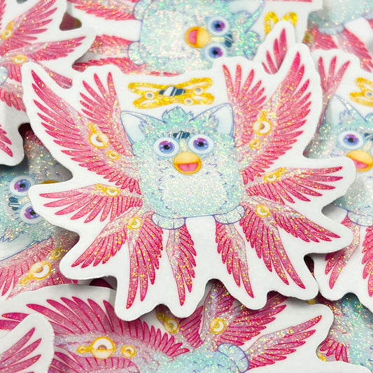 Biblically Accurate Angel Furby Glitter Vinyl Sticker