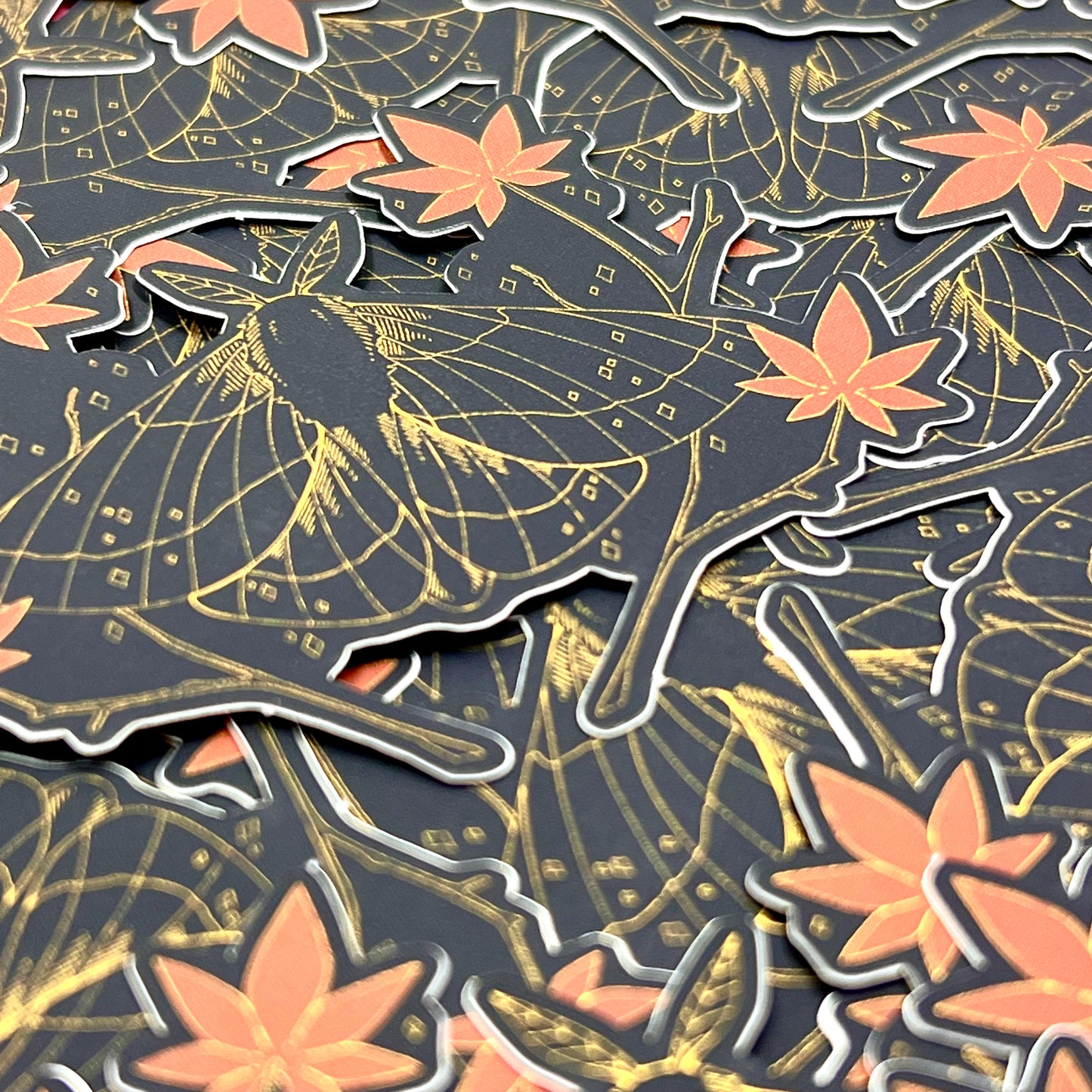 Rosy Maple Moth Foil Sticker