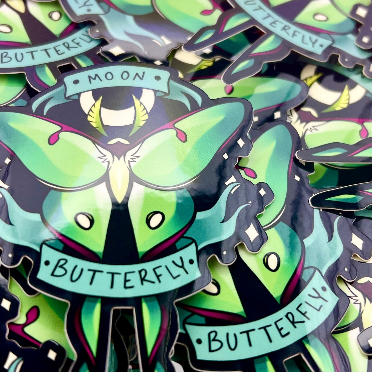 Moon Butterfly Vinyl Moth Sticker