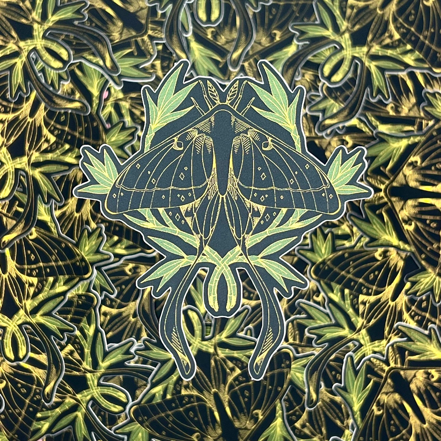 Chinese Luna Moth Foil Sticker