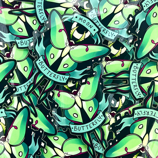 Moon Butterfly Vinyl Moth Sticker
