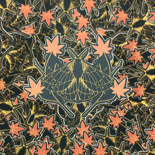 Rosy Maple Moth Foil Sticker