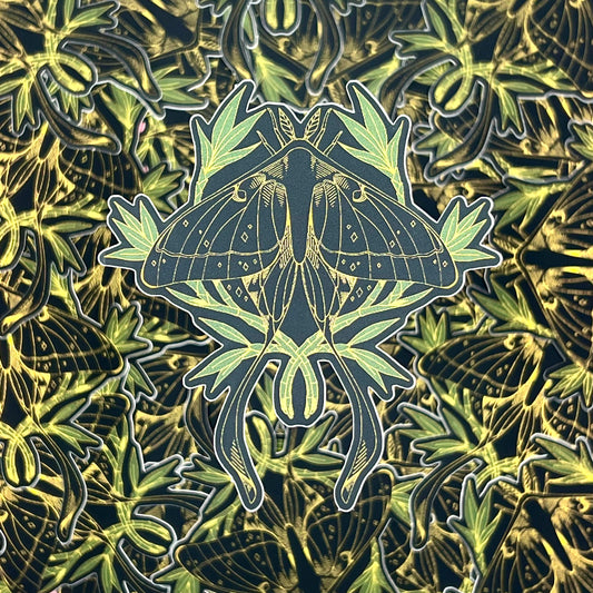 Chinese Luna Moth Foil Sticker